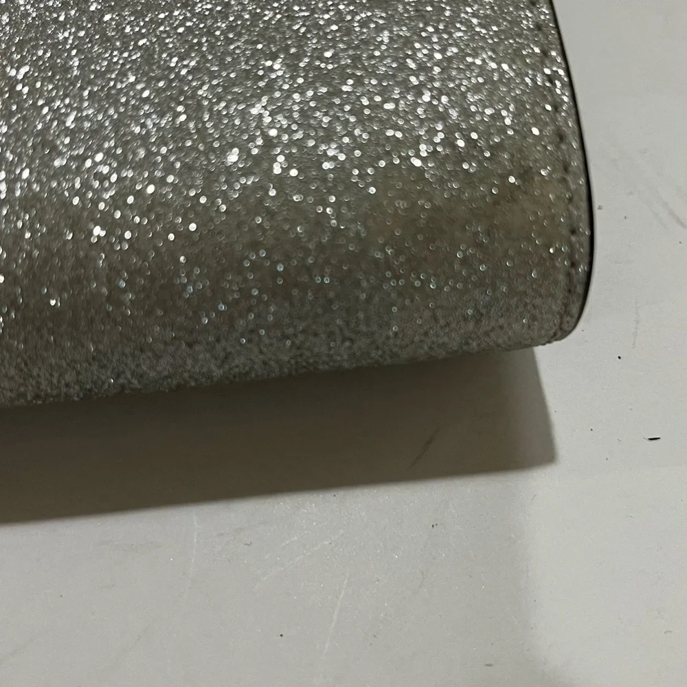 Kate Spade small wallet, lather grey silver shimmer 5.5 x 3.5